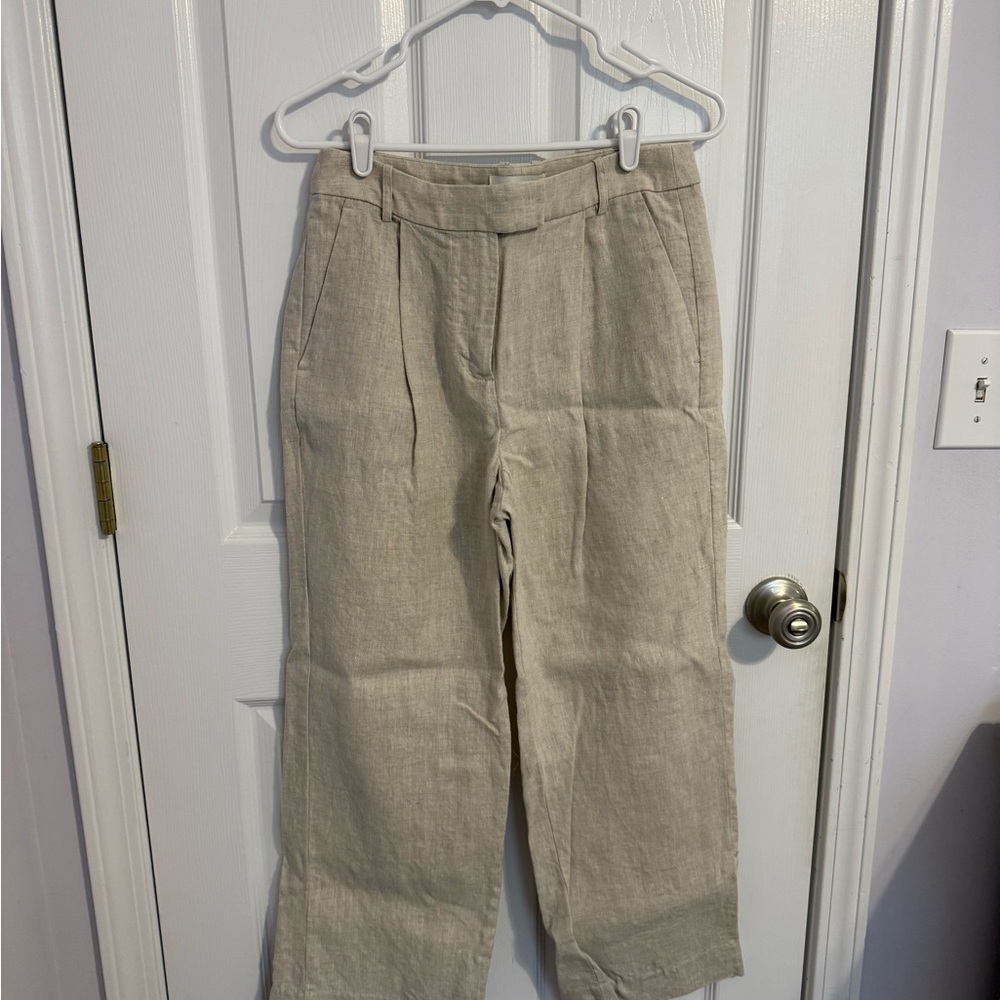 Banana Republic Lina Straight Leg 100% Linen Trousers Beige - Picture 3 of 9